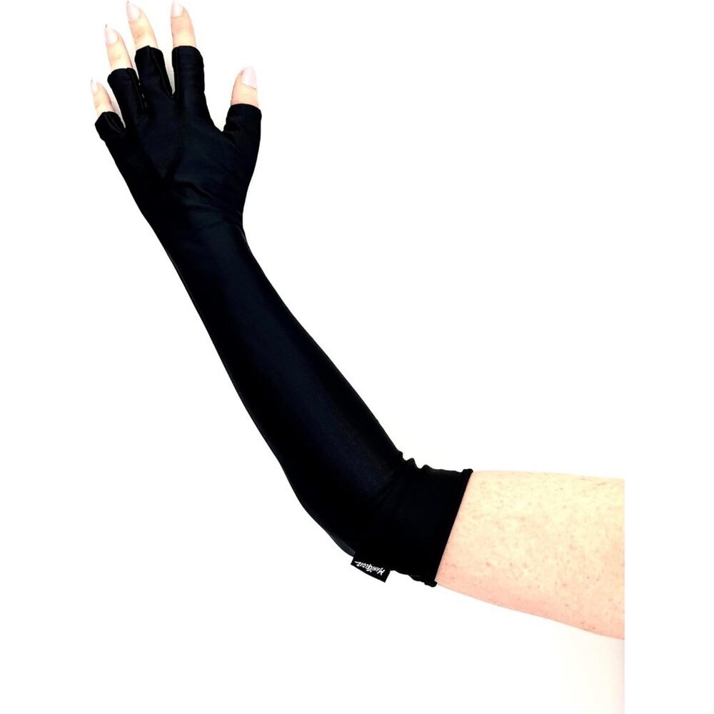 Women's Light Protective Fingerless Black Long Gloves Round Wear Cozy Design